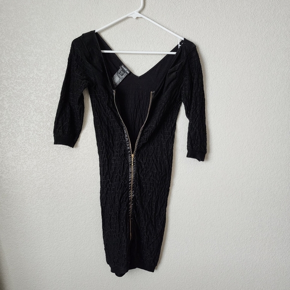 BEBE Y2k bodycon stretch dress in black full zip size M/L - Picture 7 of 7